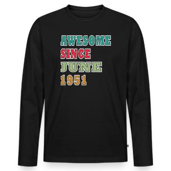 Retro 1951 June Layout - Men's Premium Organic Long Sleeve Shirt - black - Front - Nico (187cm)