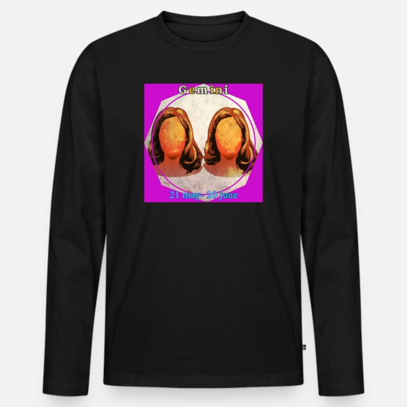 Zwillinge - Männer Premium Bio Langarmshirt - Schwarz