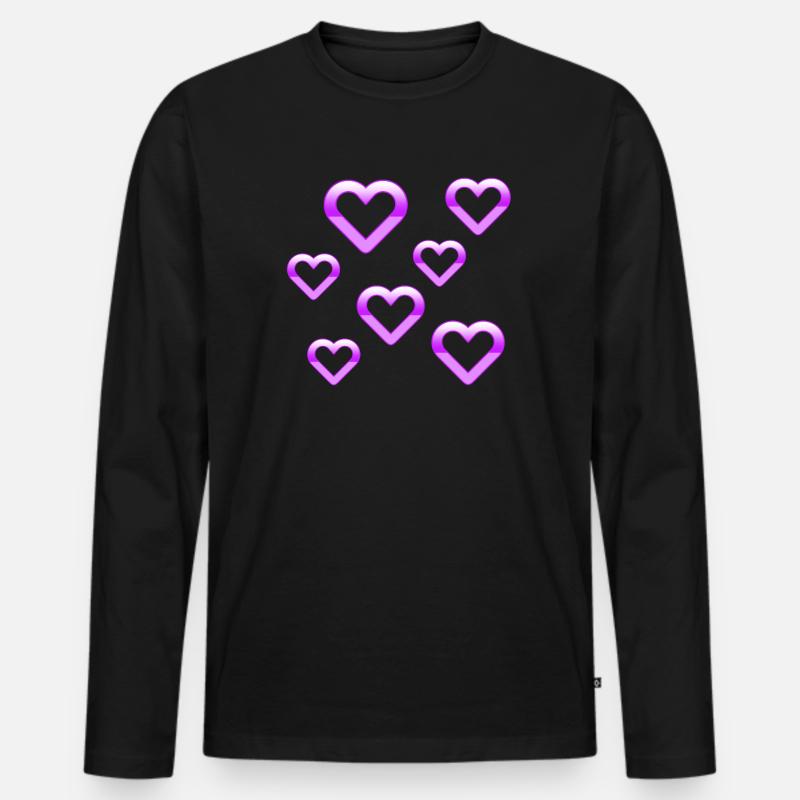 Herzen - Männer Premium Bio Langarmshirt - Schwarz