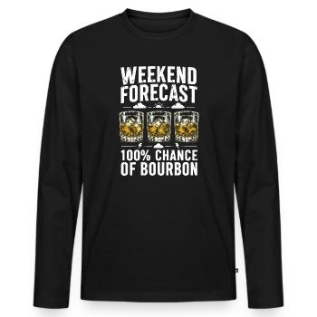 Weekend Forecast Bourbon Humor Design - Männer Premium Bio Langarmshirt - Schwarz - Vorne - Nico (187cm)