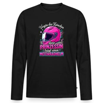 Motorrad Prinzessin Helm Biker Girl Spruch - Männer Premium Bio Langarmshirt - Schwarz - Vorne - Nico (187cm)