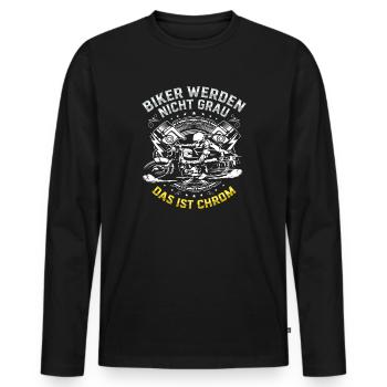 Biker werden nicht grau das ist Chrom Motorrad - Männer Premium Bio Langarmshirt - Schwarz - Vorne - Nico (187cm)
