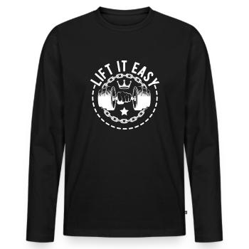 Powerlifting Bodybuilder Lift It Easy Gym - Men's Premium Organic Long Sleeve Shirt - black - Front - Nico (187cm)