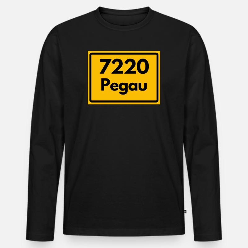 OLD POSTCODE 7220 PEGAU HEIMATSTOLZ SAXONY - Men's Premium Organic Long Sleeve Shirt - black