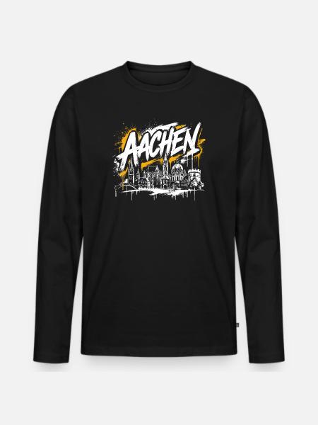 München Graffiti Skyline - Männer Premium Bio Langarmshirt - Schwarz