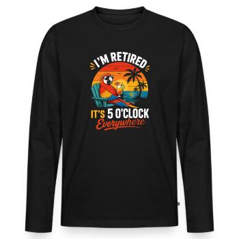 Détente à la retraite : il est 5 heures du matin partout - T-shirt manches longues Premium bio Homme - noir - Devant - Nico (187cm)