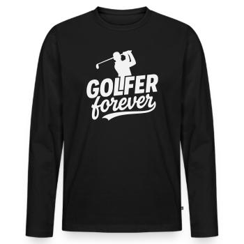 Golfer Forever logo motif - Men's Premium Organic Long Sleeve Shirt - black - Front - Nico (187cm)