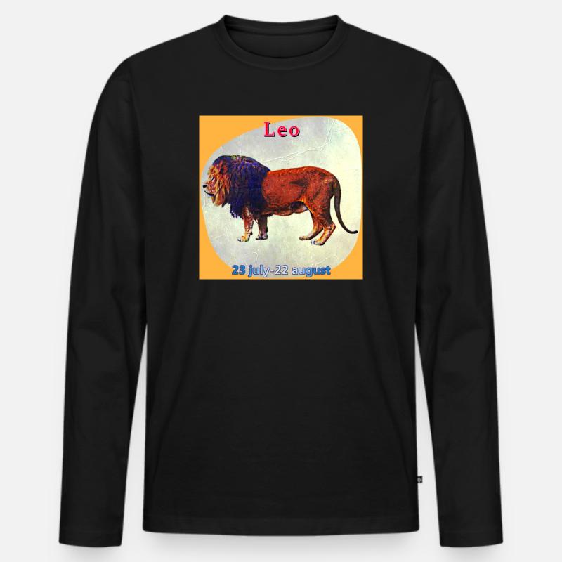 Löwe - Männer Premium Bio Langarmshirt - Schwarz
