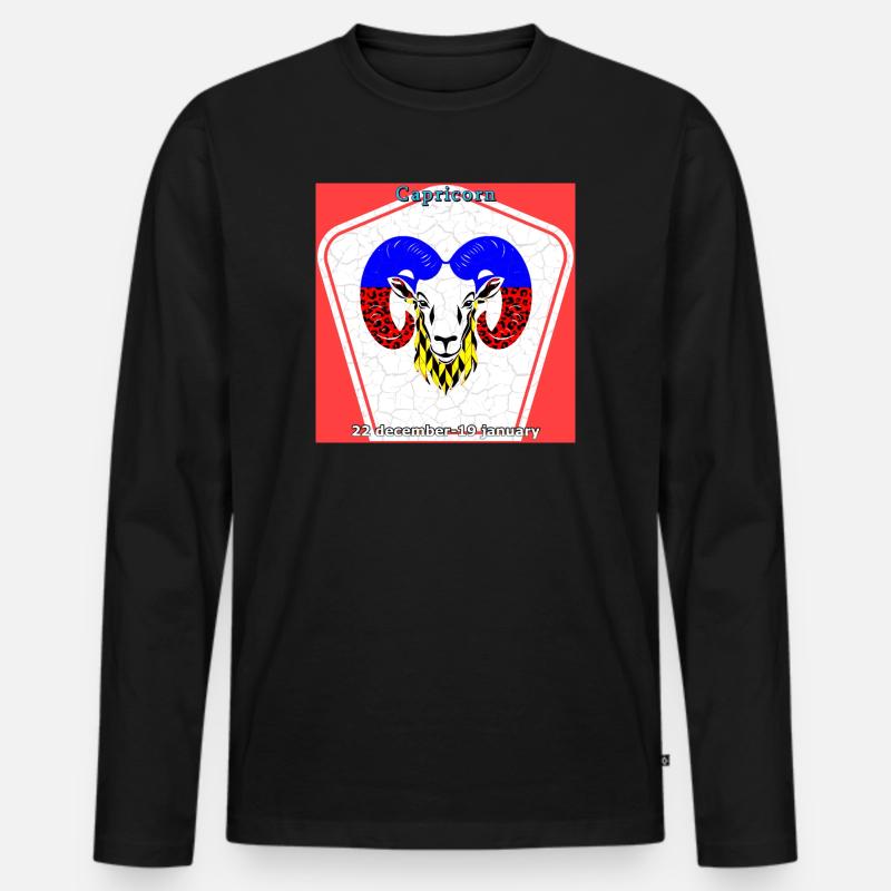 Steinbock - Männer Premium Bio Langarmshirt - Schwarz