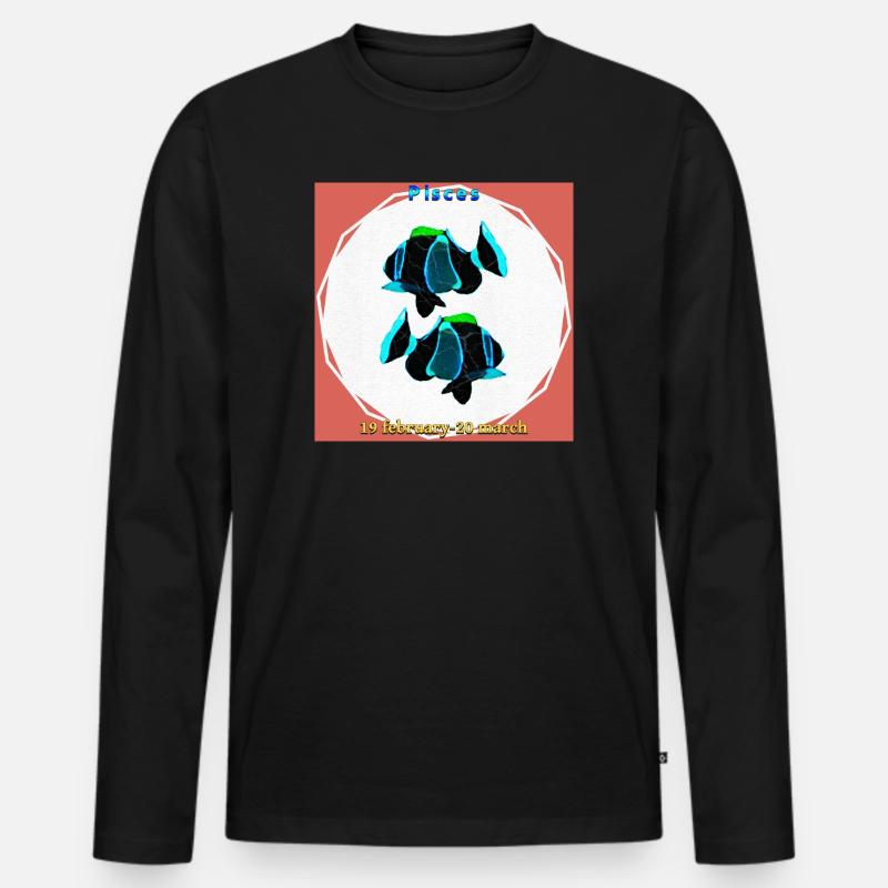 Fisch - Männer Premium Bio Langarmshirt - Schwarz