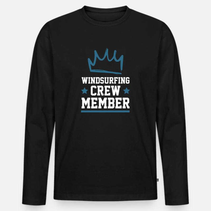 Windsurfing Crew - Männer Premium Bio Langarmshirt - Schwarz