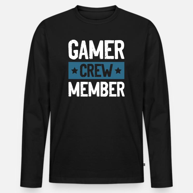 Gamer Crew - Männer Premium Bio Langarmshirt - Schwarz