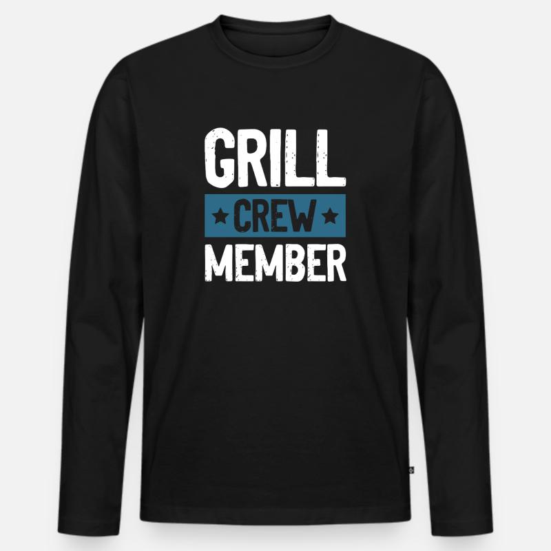 Grill Crew - Männer Premium Bio Langarmshirt - Schwarz
