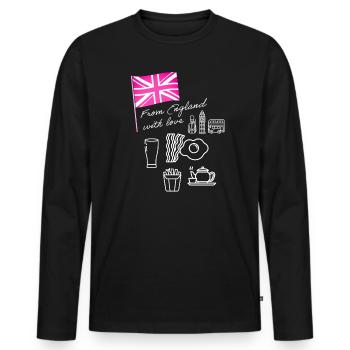 EXANGLIA (Pink + Weiß) - Männer Premium Bio Langarmshirt - Schwarz - Vorne - Nico (187cm)