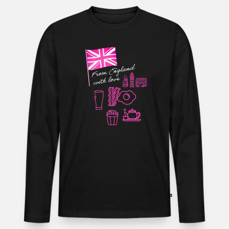 EXANGLIA (Pink + Weißer Text) - Männer Premium Bio Langarmshirt - Schwarz
