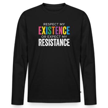 Mois de la fierté LGBT - Respectez mon existence - T-shirt manches longues Premium bio Homme - noir - Devant - Nico (187cm)