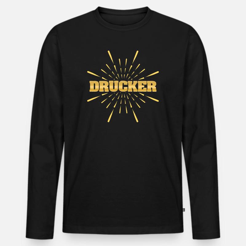Drucker als Beruf - Männer Premium Bio Langarmshirt - Schwarz