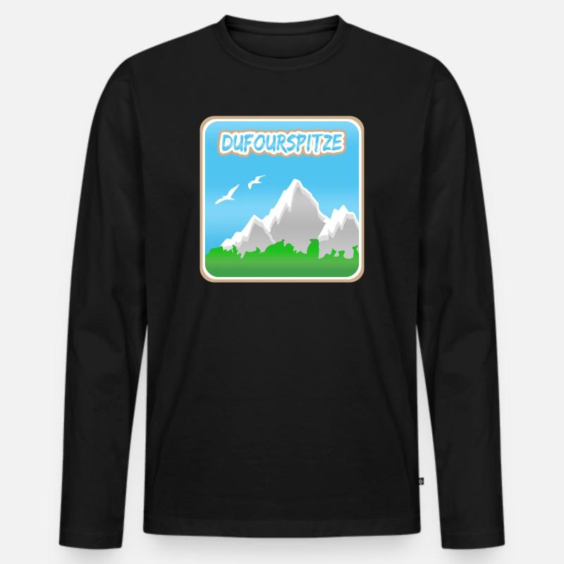 Dufourspitze als Berg - Männer Premium Bio Langarmshirt - Schwarz