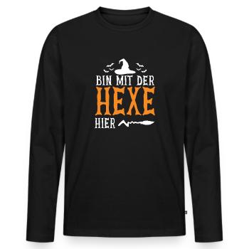 Ich Bin Mit Der Hexe Hier - Männer Premium Bio Langarmshirt - Schwarz - Vorne - Nico (187cm)