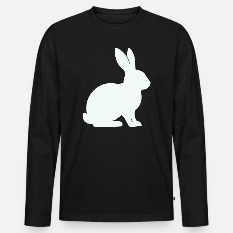 Hase Silhouette Minimal - Männer Premium Bio Langarmshirt - Schwarz