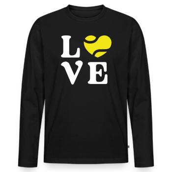Tennis Love - Men's Premium Organic Long Sleeve Shirt - black - Front - Nico (187cm)