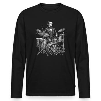 Franklin Pierce joue de la batterie - T-shirt manches longues Premium bio Homme - noir - Devant - Nico (187cm)