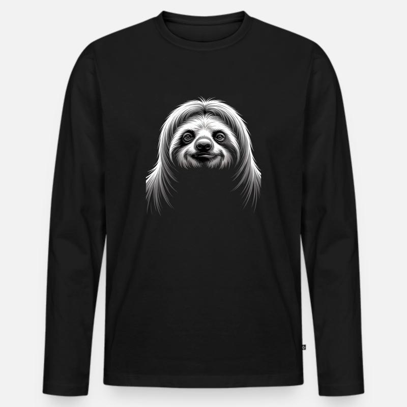Faultier - Männer Premium Bio Langarmshirt - Schwarz