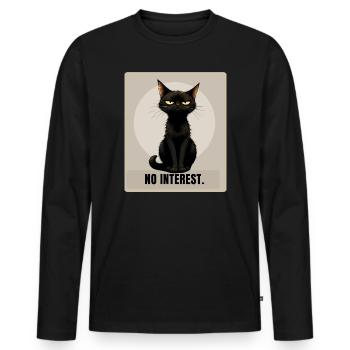 NO INTEREST Sarcastic Black Cat Design - Männer Premium Bio Langarmshirt - Schwarz - Vorne - Nico (187cm)
