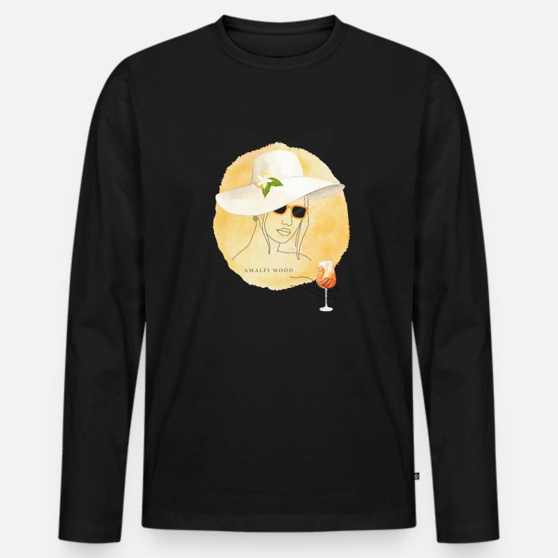 Amalfi Mood Lemon Summer Design - Männer Premium Bio Langarmshirt - Schwarz