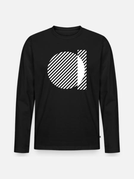 Geometric Stripe Circles Monochrome Pattern - Men's Premium Organic Long Sleeve Shirt - black