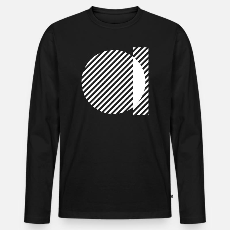 Geometric Stripe Circles Monochrome Pattern - Men's Premium Organic Long Sleeve Shirt - black
