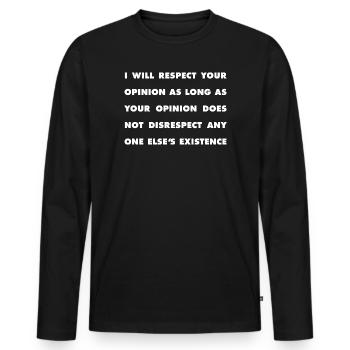 Respekt Statement - Männer Premium Bio Langarmshirt - Schwarz - Vorne - Nico (187cm)