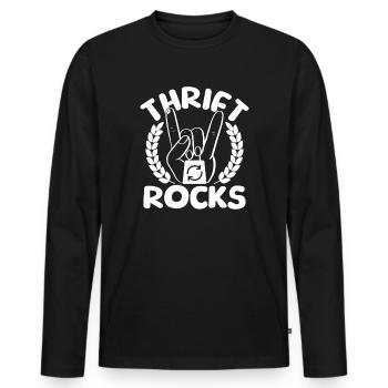 Thrift Shop Thrift Rocks Love Thrifting - Männer Premium Bio Langarmshirt - Schwarz - Vorne - Nico (187cm)