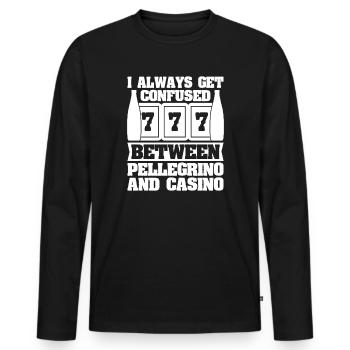 Casino Gambler COnfused Between Pellegrino & - Männer Premium Bio Langarmshirt - Schwarz - Vorne - Nico (187cm)