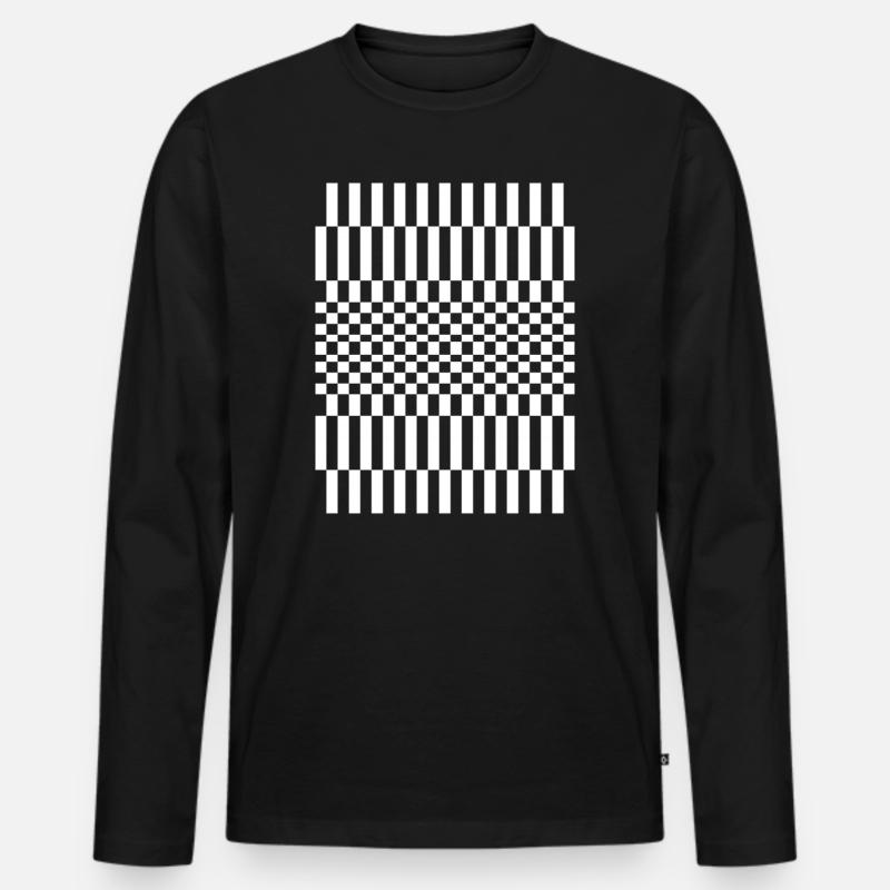 Schachbrettmuster-Design - Männer Premium Bio Langarmshirt - Schwarz