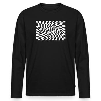 Optischer Checker-Wirbel - Männer Premium Bio Langarmshirt - Schwarz - Vorne - Nico (187cm)