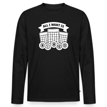 Joueur de bingo, tout ce que je veux, c’est bingo. - T-shirt manches longues Premium bio Homme - noir - Devant - Nico (187cm)