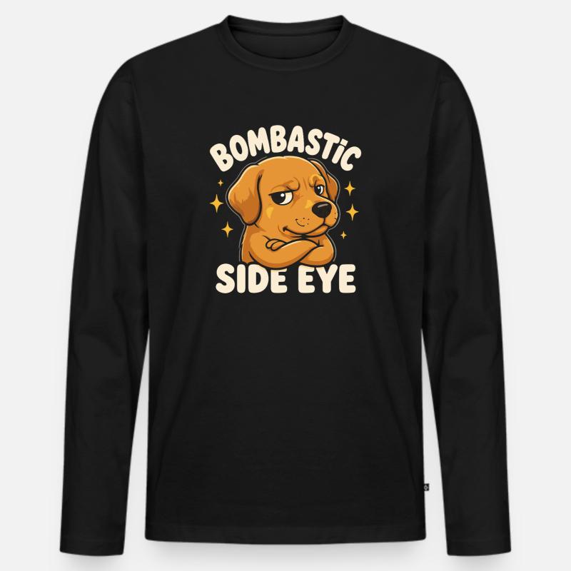 Bombastischer Seitenblick Hund - Männer Premium Bio Langarmshirt - Schwarz
