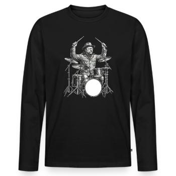 Theodore Roosevelt joue de la batterie - T-shirt manches longues Premium bio Homme - noir - Devant - Nico (187cm)