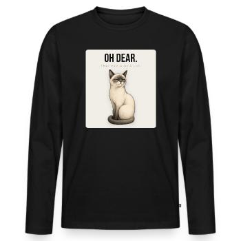 OH DEAR Sarcastic Cat Design - Männer Premium Bio Langarmshirt - Schwarz - Vorne - Nico (187cm)