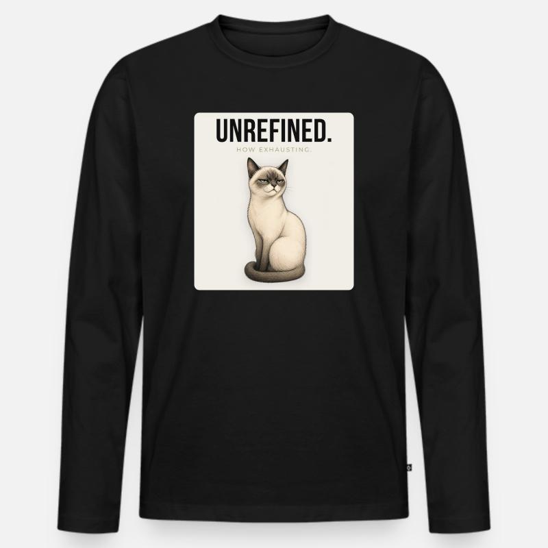 UNREFINED Sarcastic Cat Design - Männer Premium Bio Langarmshirt - Schwarz