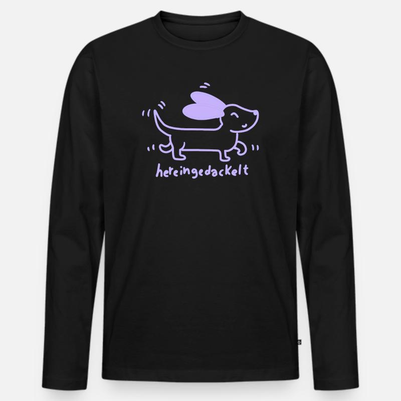 Dackel – Hereingedackt - Männer Premium Bio Langarmshirt - Schwarz