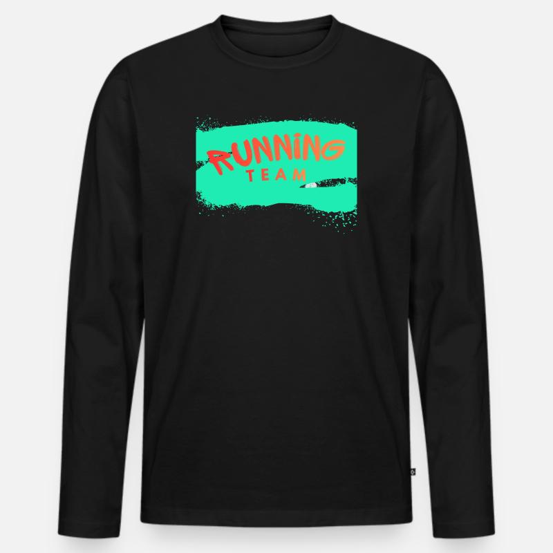 Running Team - Männer Premium Bio Langarmshirt - Schwarz
