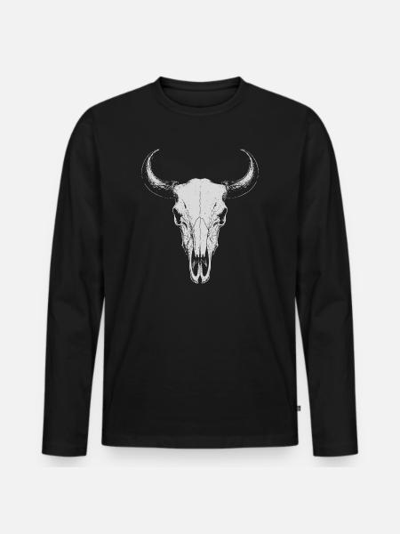Bull Skull Horns - Men's Premium Organic Long Sleeve Shirt - black