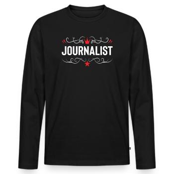 Journalist Beruf - Männer Premium Bio Langarmshirt - Schwarz - Vorne - Nico (187cm)