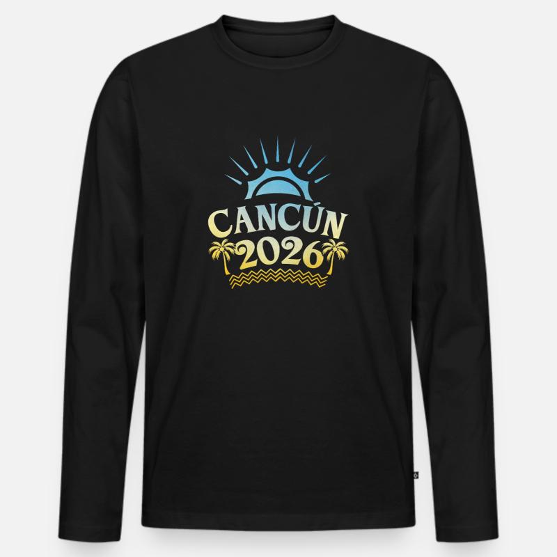 Cancun 2026 Bunt - Männer Premium Bio Langarmshirt - Schwarz