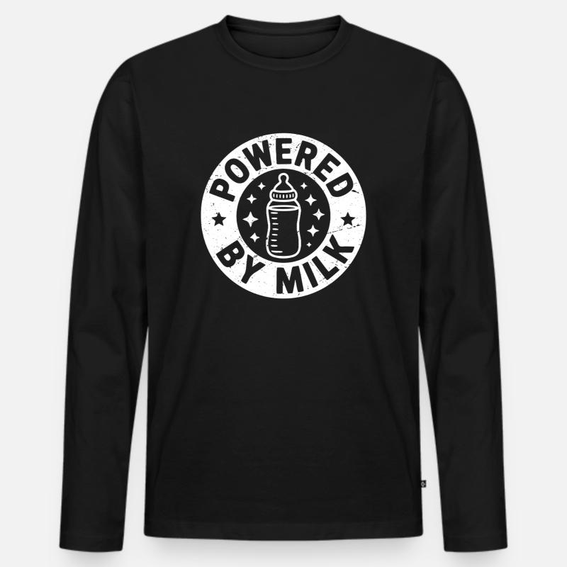 powered by milk - Männer Premium Bio Langarmshirt - Schwarz