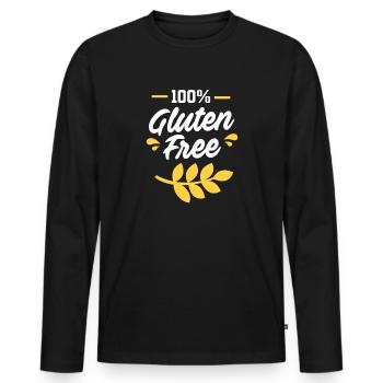 Glutenfrei - Männer Premium Bio Langarmshirt - Schwarz - Vorne - Nico (187cm)