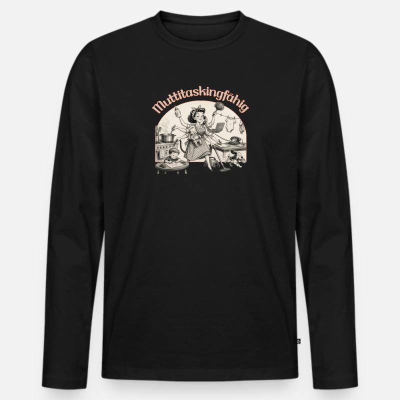 Multitasking? Nein. Muttitasking - Chaos? Läuft! - Männer Premium Bio Langarmshirt - Schwarz
