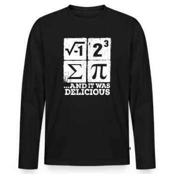 Pi, i et Sigma : Maths délicieuses - T-shirt manches longues Premium bio Homme - noir - Devant - Nico (187cm)